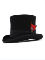  JS408 Mens 100% Wool Felt Black Top Hat