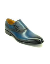 GD1174 Mens Carrucci Slip-on Loafer With Decorative Lace-up Navy