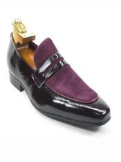  MO496 Mens Fashionable Leather Loafer Mens Purple Dress Shoe