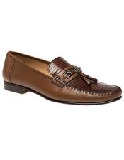  JSM-6408 Mens Tan Lizard Skin Slip-on Loafers Leather Shoes
