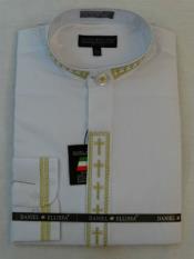 Collarless White Dress Shirt