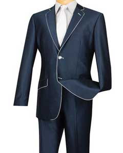  narrow Style Fit Blue White Trim Suits for Online