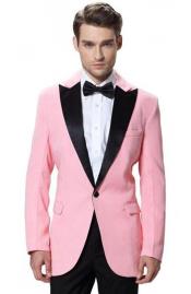 MensSingleBreastedBlackLapelTuxedosPinkJacketwith