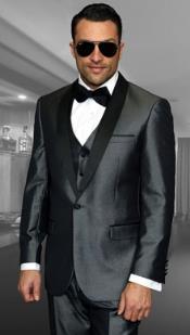  Toned Lapel Wynn 1-Button Shawl Modern Solid Grey Tuxedo