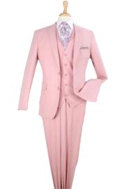  mens 3 piece modern fit Peach Poly Rayon vested