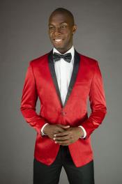  2 Button Style Peak Lapel red