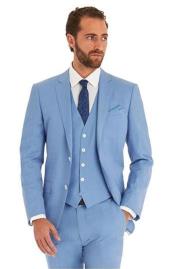  Sky Baby Blue Ocean Single Breated 2 Button Suit