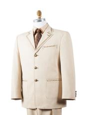   mens 3 Button 2pc Taupe