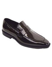 ST1 Mens Black Shiny Tuxedo Dress Mens Shoes Slip