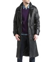  JSM-895 Mens Trench Black Coat Available in Big and