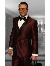   Burgundy Shawl Lapel 3 Piece