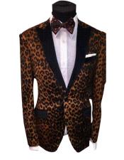  Leopard Mens Blazer - Brown and