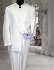  White ~ Cream ~ Ivory no collar mandarin Suit