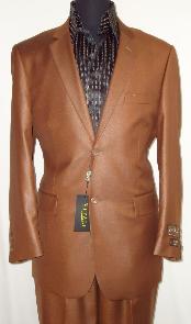  2-Button Shiny Flashy Rust ~ Peach Sharkskin Suit 