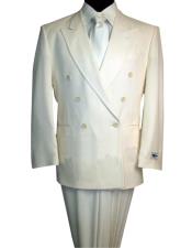  SHARP Double Breasted DRESS SUIT Off White (IVory/Cream) 