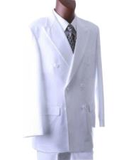  SHARP Double Breasted DRESS SUIT Snow Solid White 