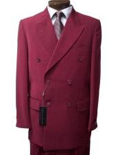  2pc SHARP Double Breasted DRESS SUIT Burgundy ~ Maroon