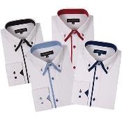  Button Stylish Dress Shirt Double Collar