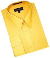  Gold~Yellow~Mustard Cotton Blend Dress Shirt With