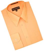  Peach Cotton Blend Dress Shirt With