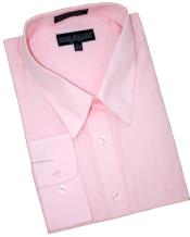  Pink Cotton Blend Dress Shirt With
