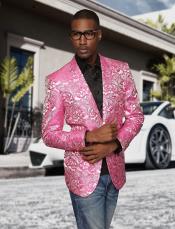 PinkCoolPartyPrintedSummerChristmasCheapCasualBlazer