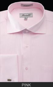  Cuff Dress Shirt - Classic Stripe Pink - Striped
