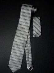  Neck Tie W Hankie Gray Silver