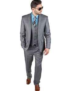   3 Piece Suit Plaid Grey