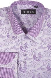 60% Cotton 40% Polyster Spread Collar Dress Shirt Lavender