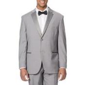  QY87L Light Grey ~ Gray Silver Satin-detailed tuxedo Suits