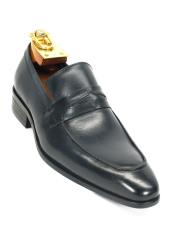  SM5177 Carrucci Mens Slip On Style Navy Leather Lining
