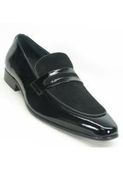  JSM-5552 Mens Carrucci Genuine Patent Leather Black Slip On