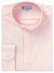  Shirt with no collar mandarin Collar PinkBlack 