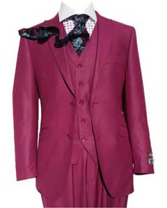 Pink Slim narrow Style Fit Three Piece Vested Suit 