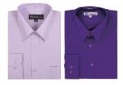  Plain Solid Color Traditional Dress Shirt Purple