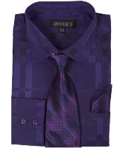  Mens 60% Cotton 40% Polyester Purple Dress Shirt Shadow