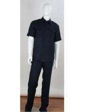  Mens 2 Piece Short Sleeve Shirt With Cuffed Pants