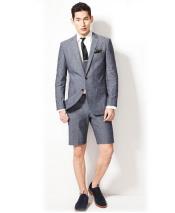  Mens Summer Business Gray Suits With Shorts Pants Set