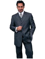  Navy Blue Shade With Smooth Pinstripe 3 Piece Vested