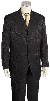  3 Piece Paisley Printed Fashion 1940s mens Suits Style