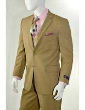  Mens Slim Fitted Solid Khaki -