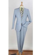  2 Buttons Blue 2 Piece Single Breasted Notch Lapel