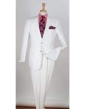  Mens 2 Buttons White 2 Piece Single Breasted Notch