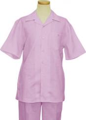  RM1427 Mens 2 Piece Linen Causal Outfits Lilac 2