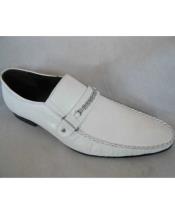  JSM-565 Mens Fancy Strap Italian Style Leather White Loafers