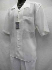  SM702 White Linen 2 Piece Short Sleeve trendy casual