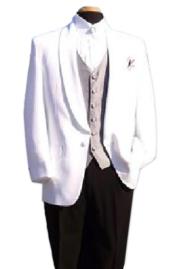  White One-Button Front Shawl Lapel Dinner Jacket 
