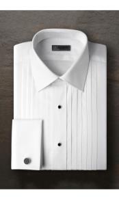  Vincent Pleated Laydown White Tuxedo Shirt