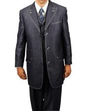  Denim Look 3PC Fashion Long length Zoot Suit For